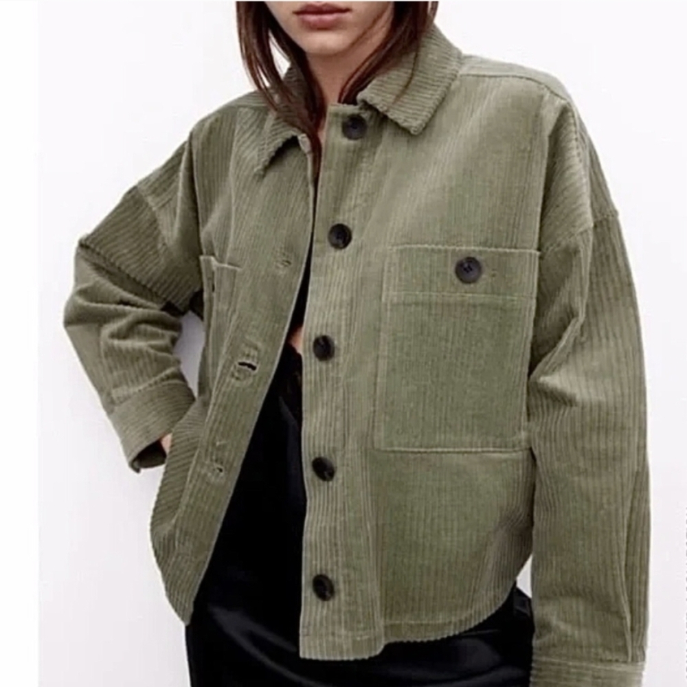 Zara | Olive Green Corduroy Jacket
